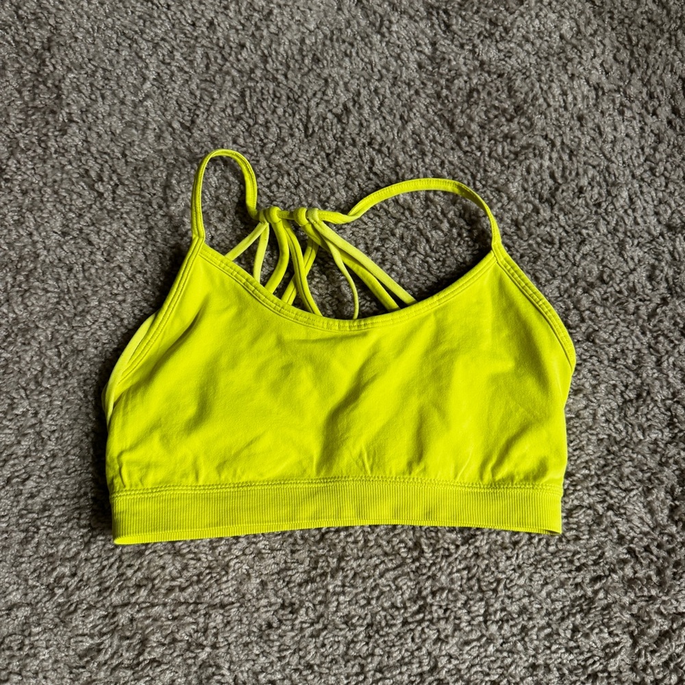 Bright Yellow Strappy Sports Bra